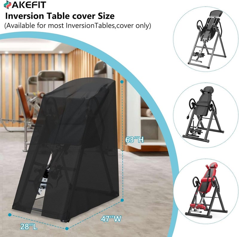 AKEfit Inversion Table Cover - Dustproof and Waterproof Inversion Equipment Protection Covers with Zipper,Fit Most Inverter Table-Indoor or Outdoor,28.3''L x 47''W x 63''H-Black - Image 2